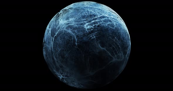 Abstract fluid, Water in sphere. particles flowing around sphere