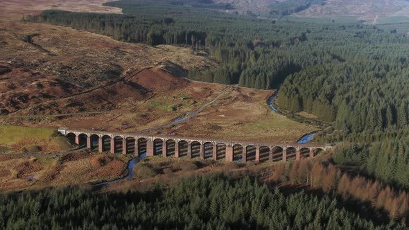 Aerial View of the Old Viaduct in Fleet Western Scotland alt