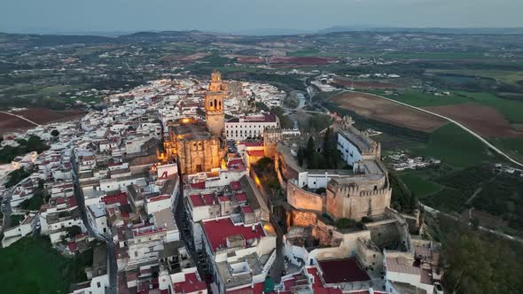 Aerial Shot One of Famous Pueblos Blancos in Andalusia  Arcos De La Frontera alt