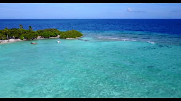 Aerial drone view nature of exotic coast beach voyage by blue green sea and white sandy background o alt