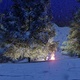 Camp Fire In The Snow Fall In Pine Forest At Night 2 - VideoHive Item for Sale