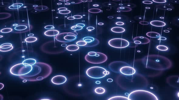 Loop Animation Futuristic Glowing Neon Rain and Puddles alt