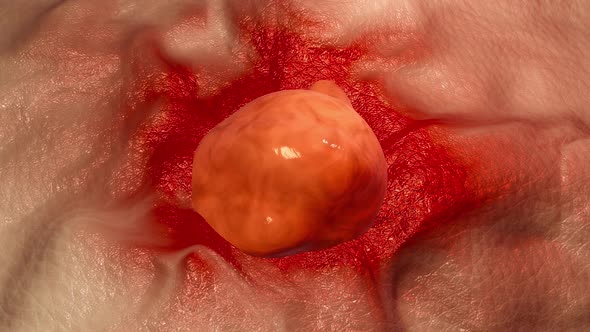 A growing Skin cancer 3D animation