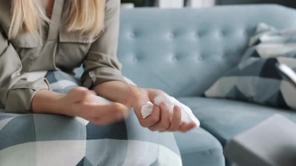Closeup of Woman's Hands Gesturing and Holding Tissue While Girl Speaking to Psychologist alt