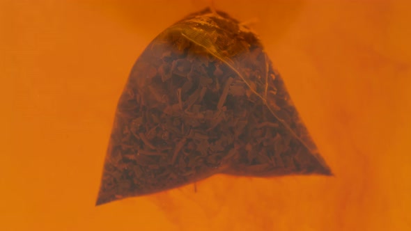 Black Tea Bag Brewed Close Up