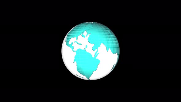 Flat design spinning Earth isolated on black. Animation of planet Earth. Flat design Vd 1734
