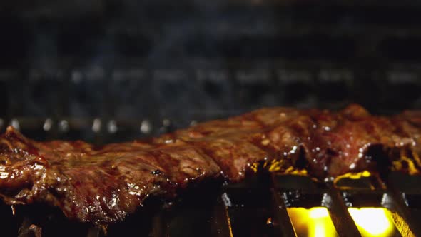 Flank Steak Or Skirt Steak Grilling With Fire 61