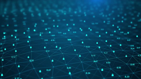 Digital Cyberspace with Particles and Data Network Connections protection alt