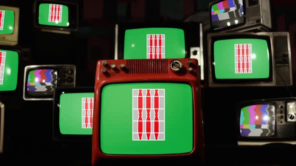 Flag of Umbria, Italy, and Retro TVs. alt