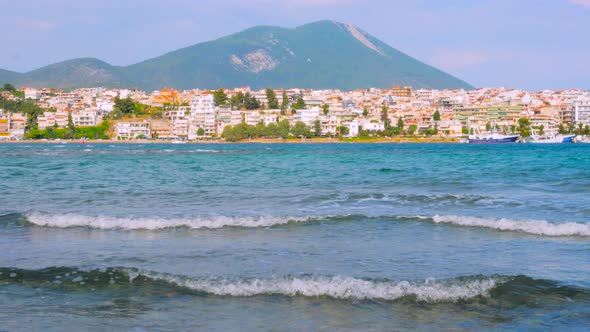 View of Mediterranean Sea From the Ship Going Ahead To Island. Travel Background. Greek Island with alt