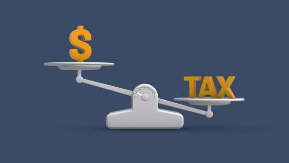 Income vs Tax Balance Weighing Scale Looping Animation alt
