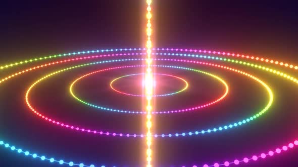 Abstract Rotating Rainbow Spectrum Rings Glowing Future Neon Lights alt