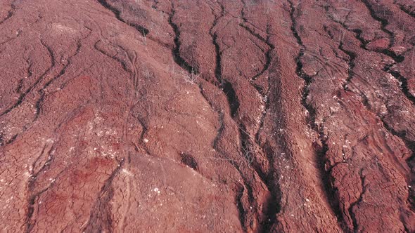 Clay Landslide with Cracks From Erosion  The Texture of Red Clay in the Quarry alt
