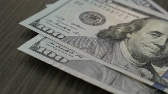 Counting American paper currency close-up 4K 2160p 30fps UltraHD footage - Hundred dollar United Sta alt