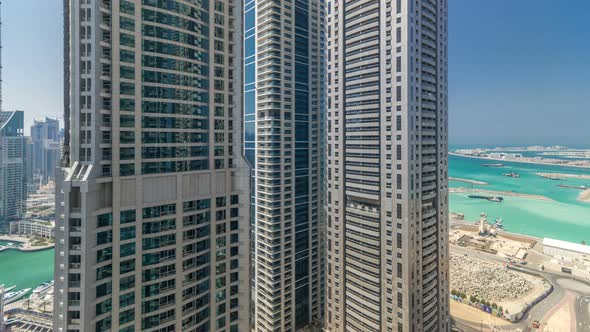 Scenic View of Dubai Marina Skyscrapers From Top Timelapse United Arab Emirates alt