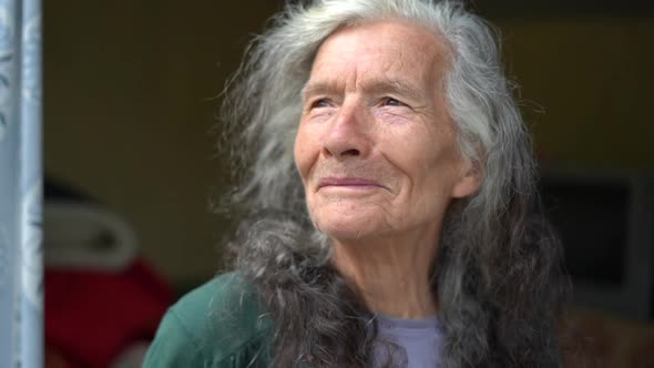 Grayhaired Village Woman Close Portrait alt