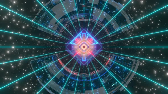 VJ Seamless Geometric Abstract Background Laser Beams in Space