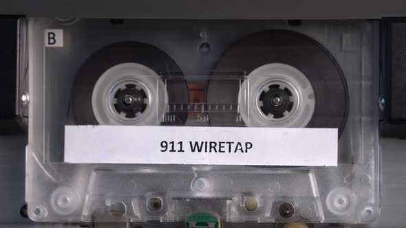 911 Wiretap Audio Recording on Vintage Cassette Tape Playing in Deck Player alt