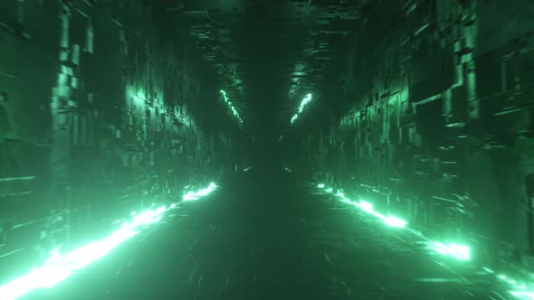 Endless Flight in a Futuristic Metal Corridor alt