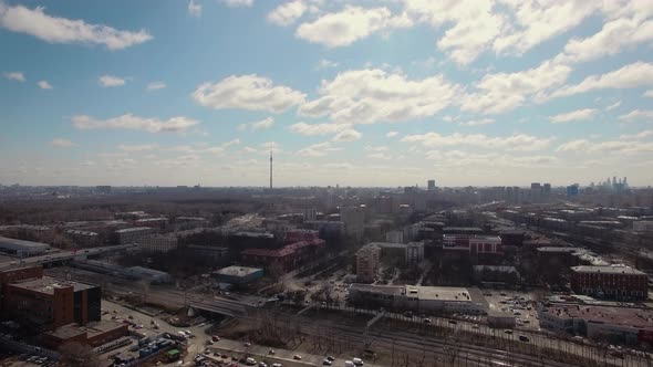 Aerial cityscape of Moscow in spring, Russia alt