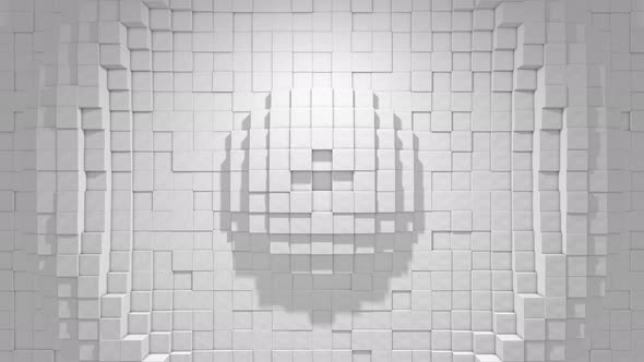 Abstract Wave Background With Moving White Cubes