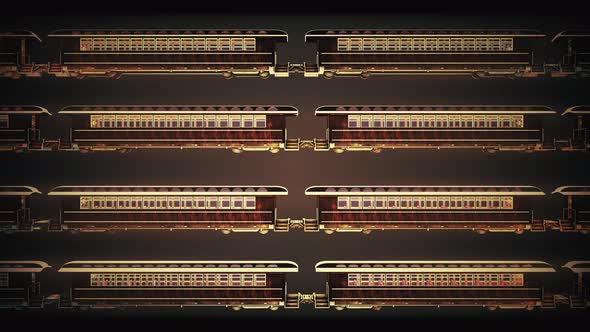 Animated Railroad car wagons are traveling in the dark virtual background alt
