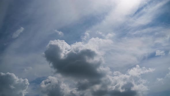Clouds Move Smoothly in the Blue Sky. Timelapse alt
