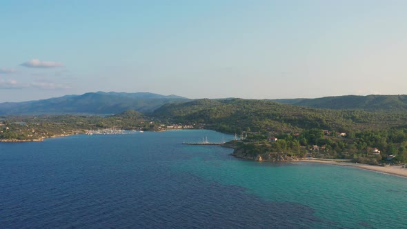Top view resort area on the mediterranean sea.