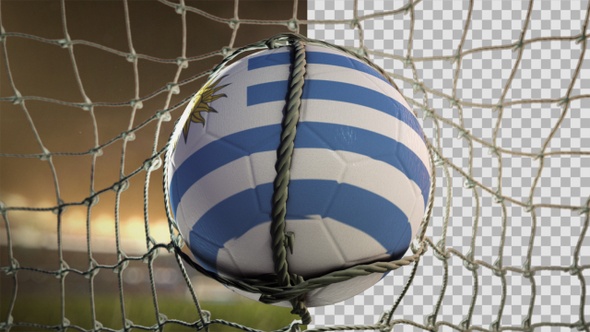 Soccer Ball Scoring Goal Night Frontal - Uruguay