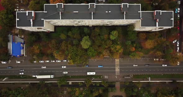 Top Down Drone Point of View - Steet City Road Intersection in Autumn Time alt