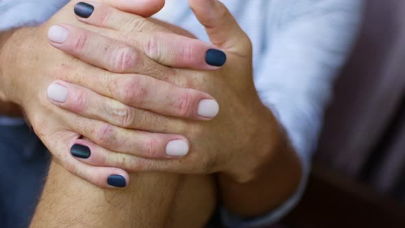 Male Hands with Two Tone Manicure