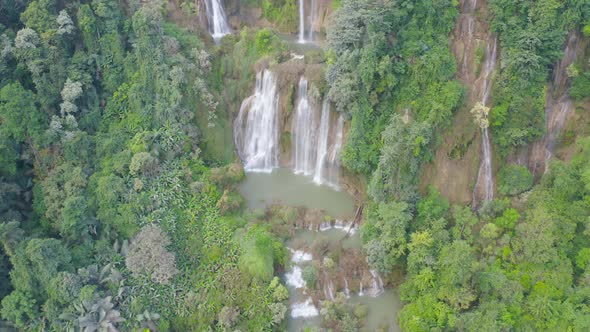 Thi Lor Su Waterfall. Nature landscape of Tak in natural park. The largest and highest waterfall alt