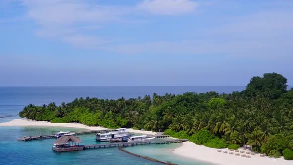Drone view abstract of coastline beach voyage by clear water and sand background alt