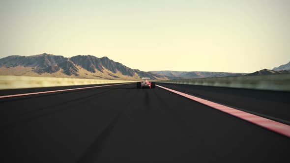 Overtaking the red Formula 1 car. Animation of the high-speed competition. HD alt