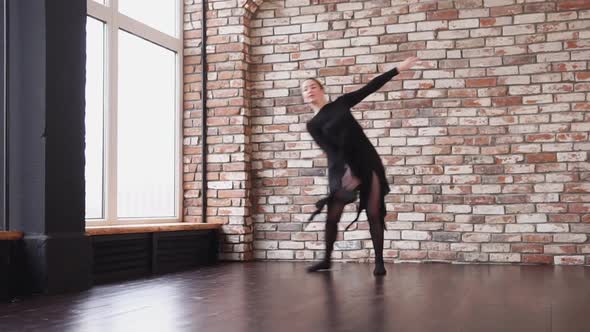 Young Woman Depicting Elegant Movements in Art Nouveau Style alt