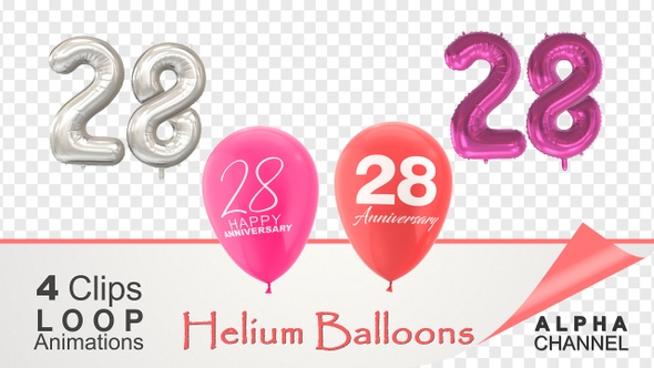 28 Anniversary Celebration Helium Balloons Pack