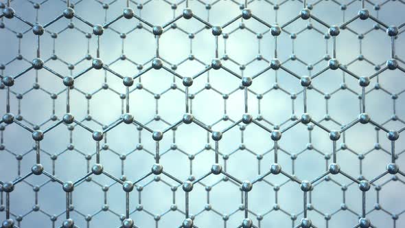 Loopable graphene structure. Two rows of carbon atoms. Silver honeycombs alt