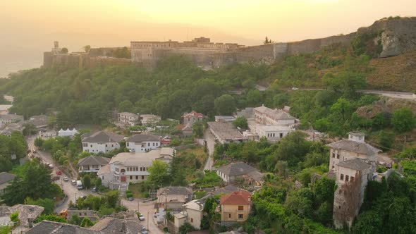 Gjirokastra Cityscape at Sunrise in Southern Albania alt