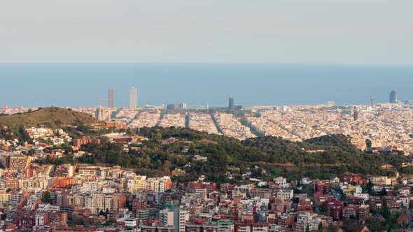 Sunset Over the City of Barcelona