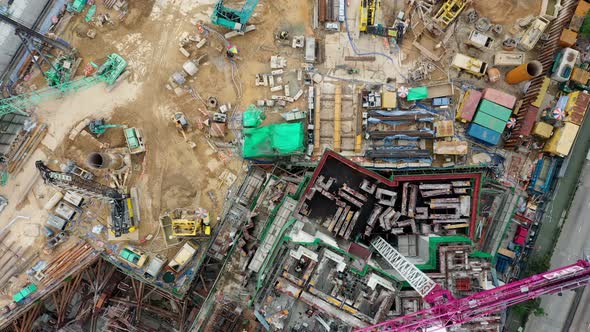 Top down view of construction site in Hong Kong alt