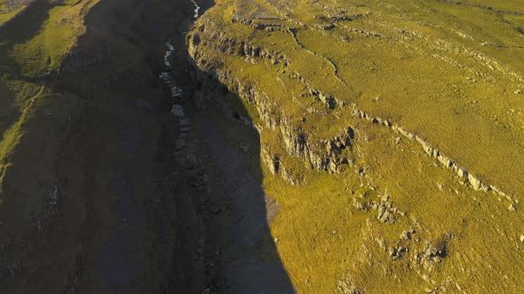 gordale scar near malham at yorkshire dales national park aerial drone shot alt
