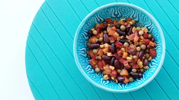 Mixed Of Legumes In Bowl Rotating