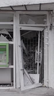 Vertical Video of a House Destroyed By the War in Ukraine alt