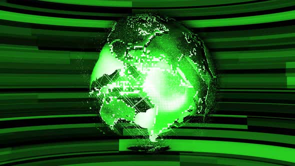 Digital tech earth globe spinning. Animated futuristic earth rotation technology background.  A 216
