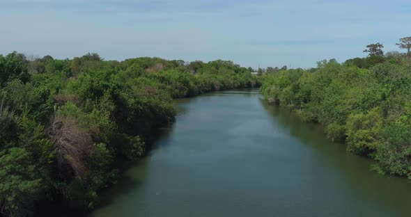 Aerial view of the buffalo Bayou in Houston,  Texas. alt