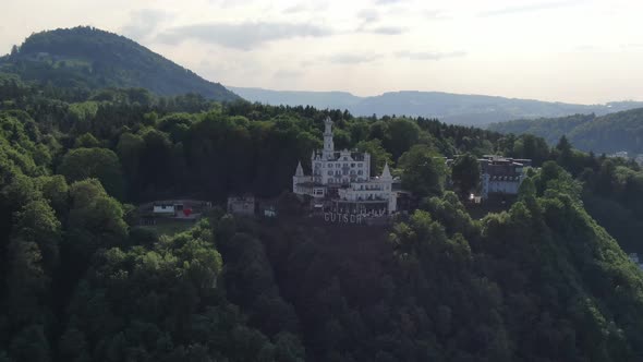 Aerial view of Chateau Gutsch in Lucerne city, Switzerland alt