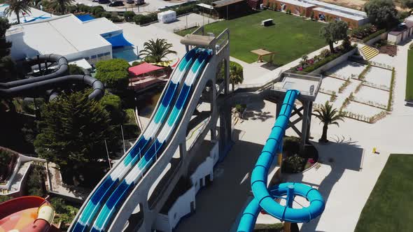 Empty water park (aerial view) alt