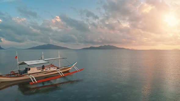 Philippines Wooden Boat in Colorful Paradise Sunset alt
