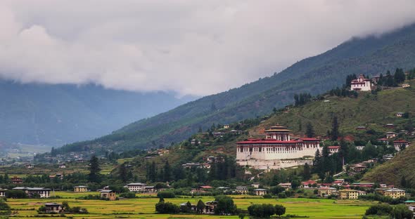 Looking Out Over The City Of Paro In Bhutan alt