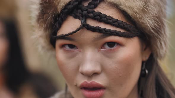 close up portrait of asian young woman. Slow motion alt